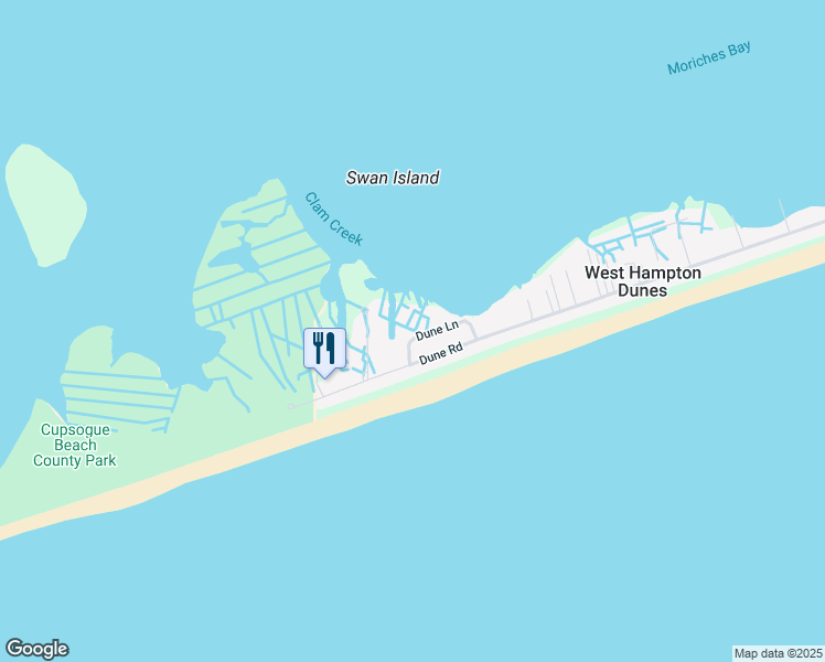 map of restaurants, bars, coffee shops, grocery stores, and more near 32 Dune Lane in Westhampton Beach