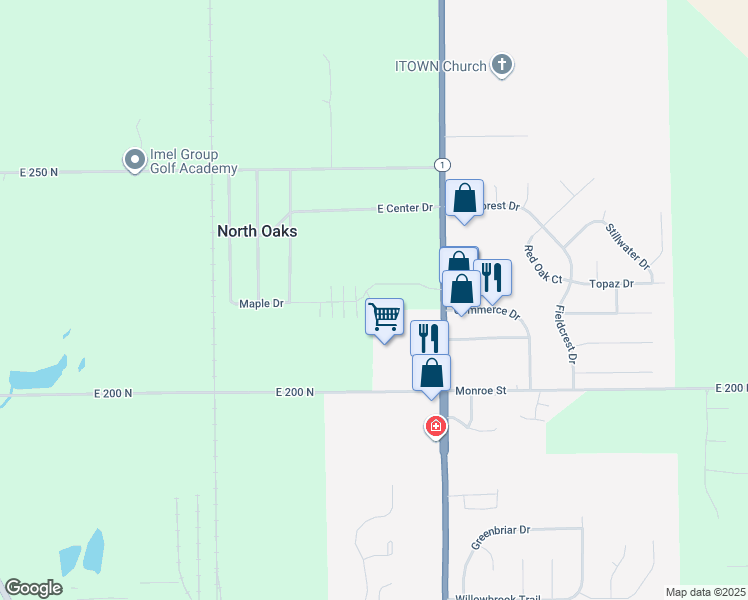 map of restaurants, bars, coffee shops, grocery stores, and more near 60 Premier Avenue in Bluffton
