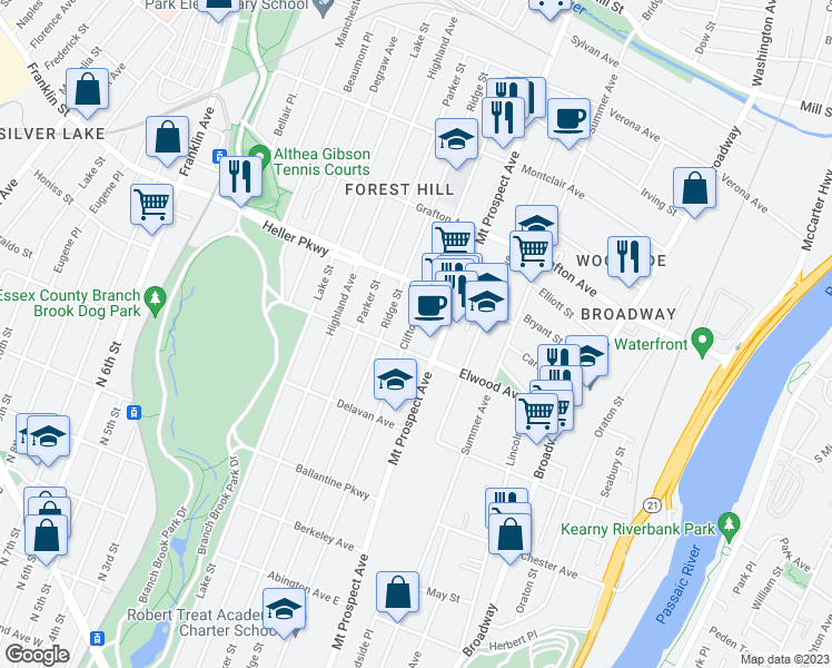 map of restaurants, bars, coffee shops, grocery stores, and more near 699 Clifton Avenue in Newark