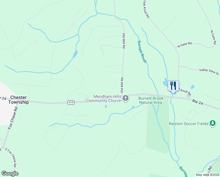 map of restaurants, bars, coffee shops, grocery stores, and more near 561 Route 24 in Chester Township