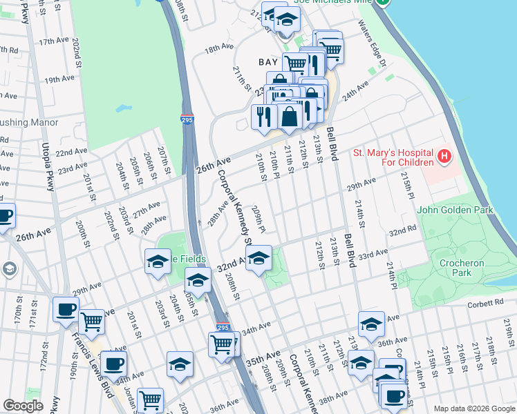 map of restaurants, bars, coffee shops, grocery stores, and more near 2833 30th Avenue in Queens