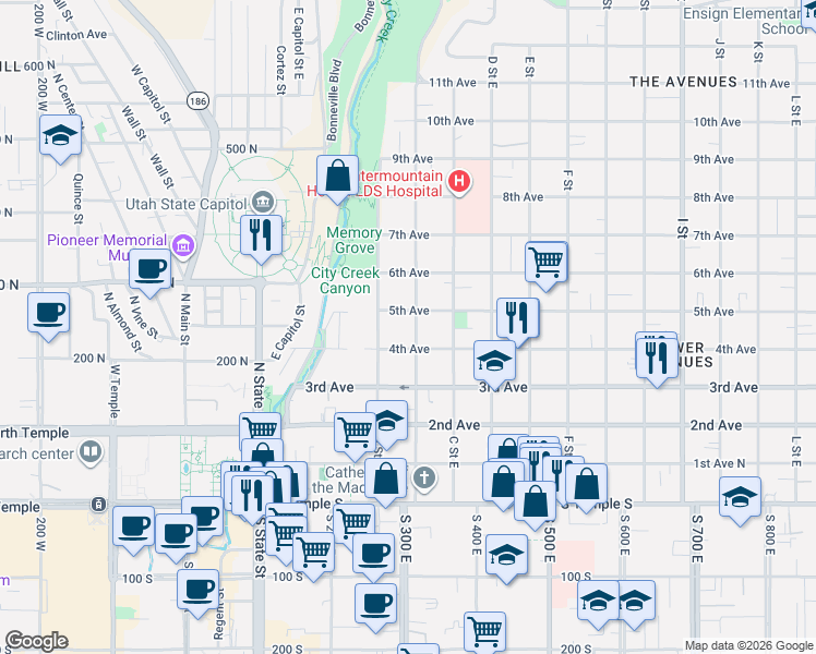 map of restaurants, bars, coffee shops, grocery stores, and more near 705 South Redwood Road in Salt Lake City