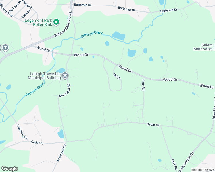map of restaurants, bars, coffee shops, grocery stores, and more near 1058 Del Drive in Walnutport