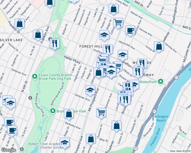 map of restaurants, bars, coffee shops, grocery stores, and more near 699 Clifton Avenue in Newark