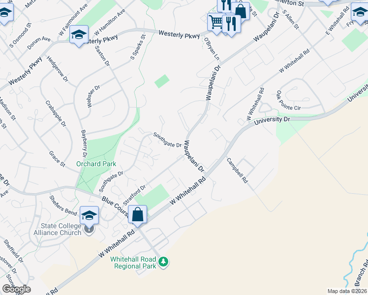 map of restaurants, bars, coffee shops, grocery stores, and more near in State College