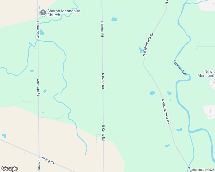 map of restaurants, bars, coffee shops, grocery stores, and more near 2630 North Kemp Road in Elida