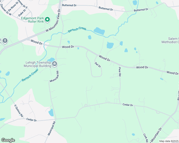 map of restaurants, bars, coffee shops, grocery stores, and more near 1058 Del Drive in Walnutport