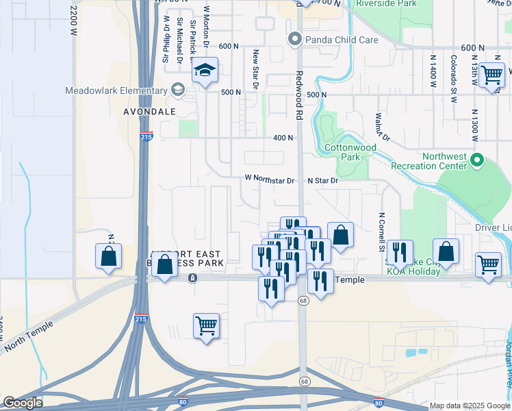 map of restaurants, bars, coffee shops, grocery stores, and more near 238 Silver Star Drive North in Salt Lake City