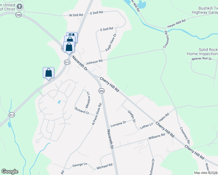 map of restaurants, bars, coffee shops, grocery stores, and more near 510 Nazareth Drive in Bath