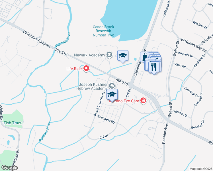 map of restaurants, bars, coffee shops, grocery stores, and more near 110 South Orange Avenue in Livingston