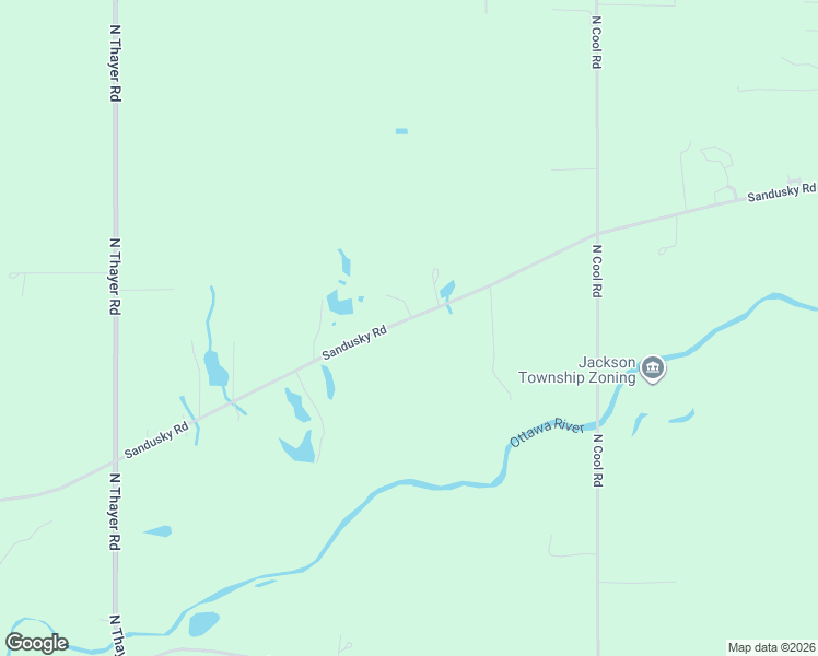map of restaurants, bars, coffee shops, grocery stores, and more near 5496 Sandusky Road in Lima