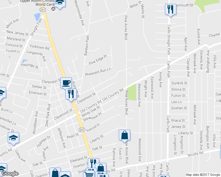 map of restaurants, bars, coffee shops, grocery stores, and more near 180 Claremont Street in Deer Park