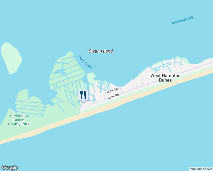 map of restaurants, bars, coffee shops, grocery stores, and more near 32 Dune Lane in Westhampton Beach