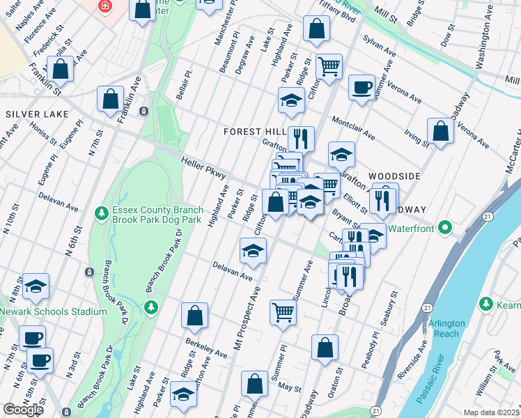map of restaurants, bars, coffee shops, grocery stores, and more near 699 Clifton Avenue in Newark