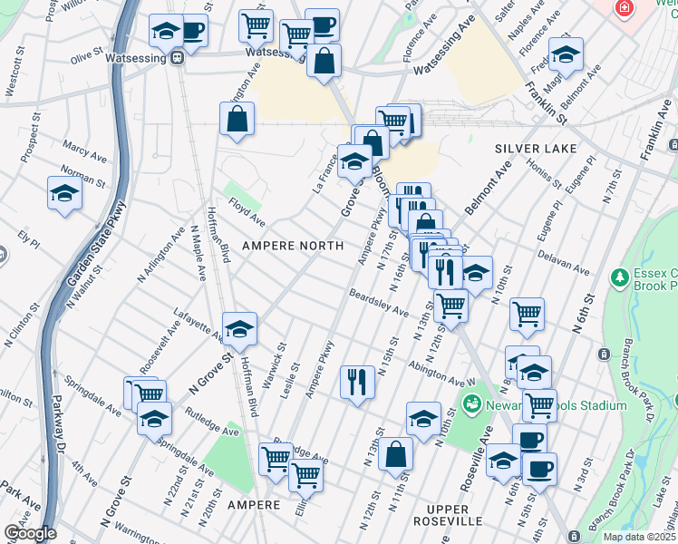 map of restaurants, bars, coffee shops, grocery stores, and more near 426 Beardsley Avenue in Bloomfield