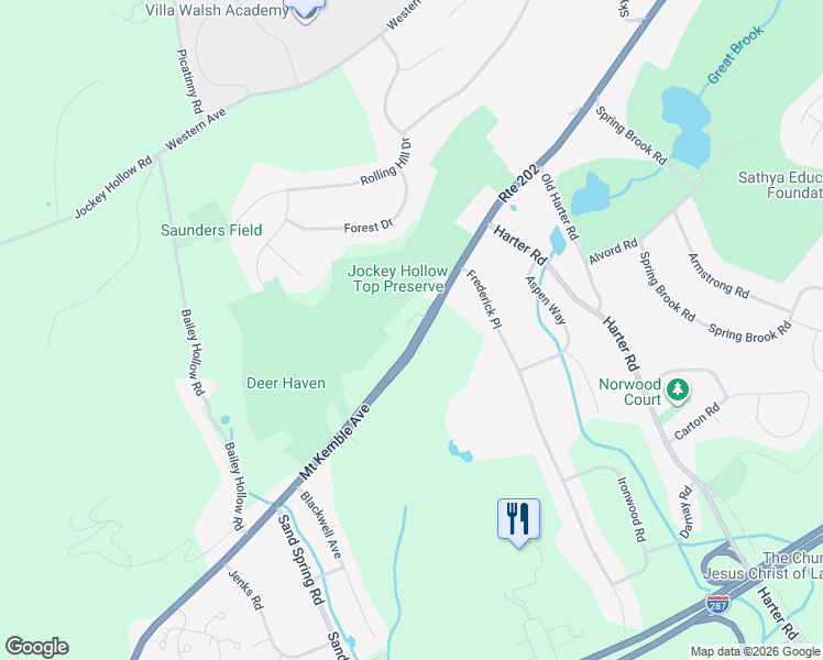 map of restaurants, bars, coffee shops, grocery stores, and more near 9 Zamrok Way in Morristown
