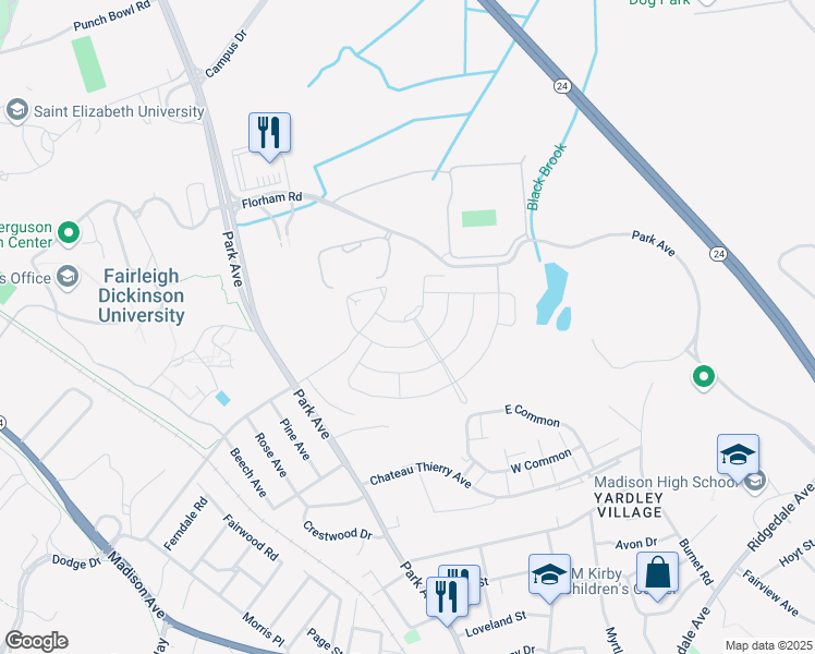 map of restaurants, bars, coffee shops, grocery stores, and more near 90 Madison Avenue in Madison