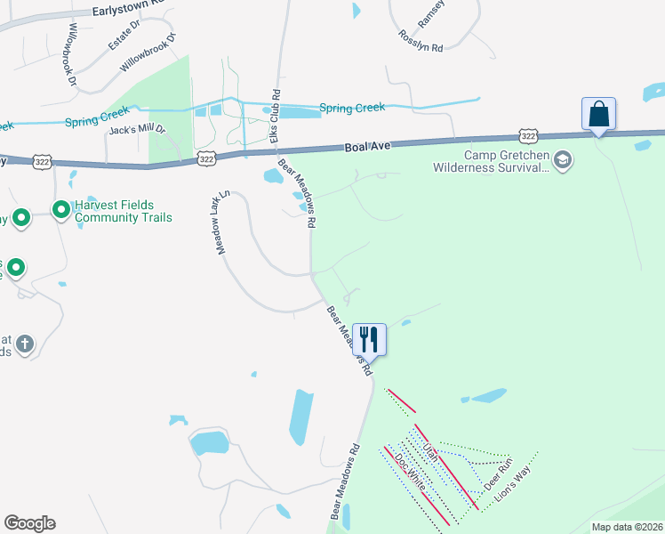 map of restaurants, bars, coffee shops, grocery stores, and more near 101 Gaylord Lane in Boalsburg