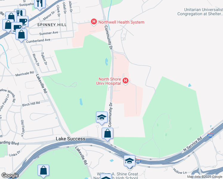 map of restaurants, bars, coffee shops, grocery stores, and more near 356 Community Drive in Great Neck