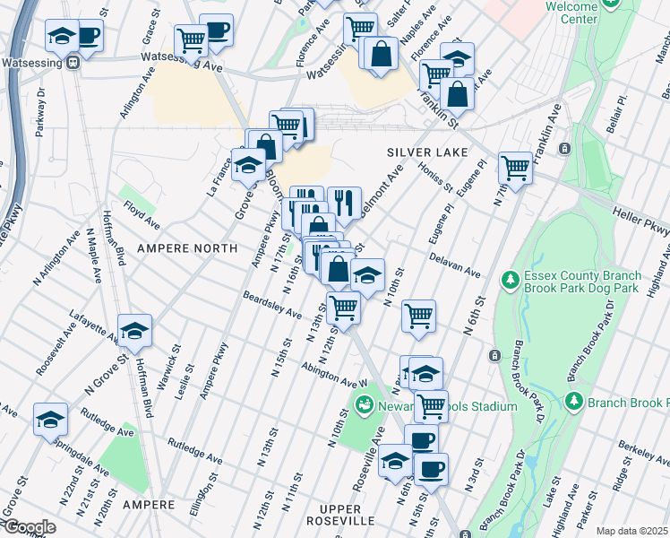 map of restaurants, bars, coffee shops, grocery stores, and more near 39 Heckel Street in Belleville