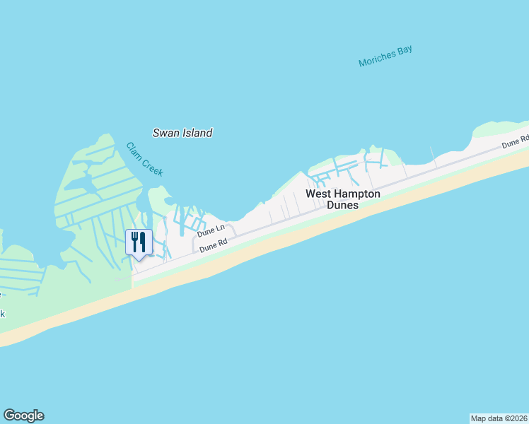 map of restaurants, bars, coffee shops, grocery stores, and more near 848 Dune Road in Westhampton Beach