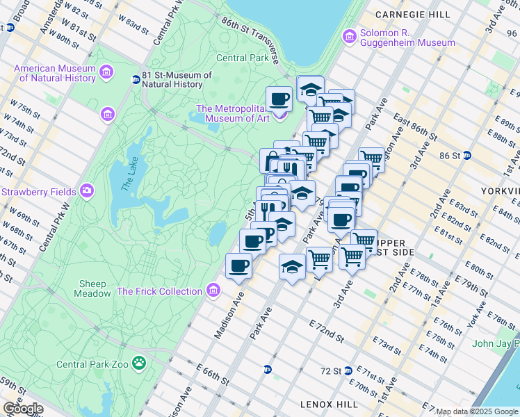 map of restaurants, bars, coffee shops, grocery stores, and more near in New York