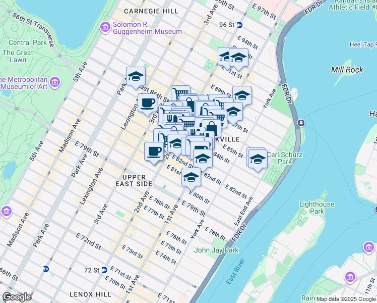 map of restaurants, bars, coffee shops, grocery stores, and more near in New York