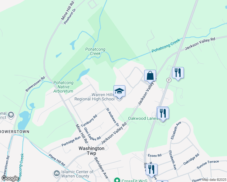 map of restaurants, bars, coffee shops, grocery stores, and more near 41 Jackson Valley Road in Washington
