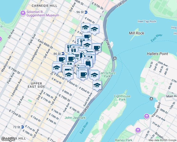 map of restaurants, bars, coffee shops, grocery stores, and more near in New York