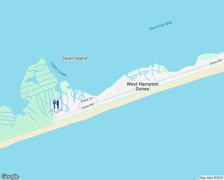map of restaurants, bars, coffee shops, grocery stores, and more near 848 Dune Road in Westhampton Beach