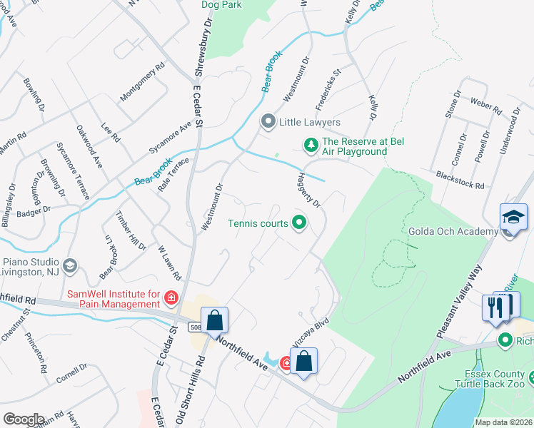 map of restaurants, bars, coffee shops, grocery stores, and more near 7 Chetwynd Terrace in Livingston