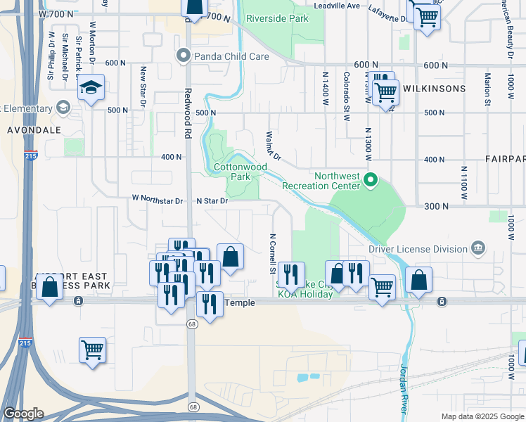 map of restaurants, bars, coffee shops, grocery stores, and more near 1558 West Harvest Street in Salt Lake City