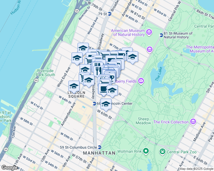 map of restaurants, bars, coffee shops, grocery stores, and more near in New York