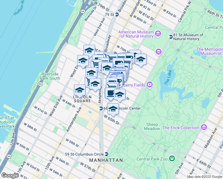 map of restaurants, bars, coffee shops, grocery stores, and more near in New York