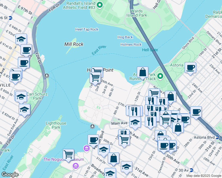map of restaurants, bars, coffee shops, grocery stores, and more near in New York