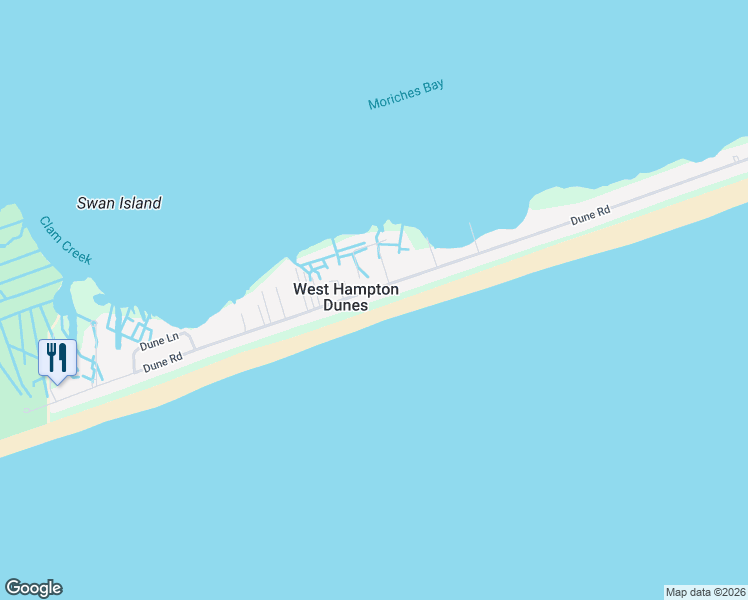 map of restaurants, bars, coffee shops, grocery stores, and more near 823 Dune Road in Westhampton Beach