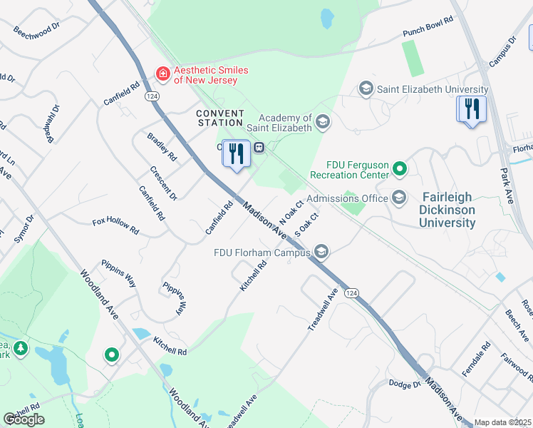 map of restaurants, bars, coffee shops, grocery stores, and more near 2 Dickens Court in Morristown