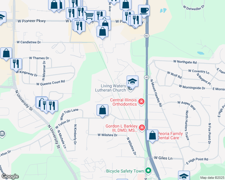 map of restaurants, bars, coffee shops, grocery stores, and more near 7210 North Manning Drive in Peoria