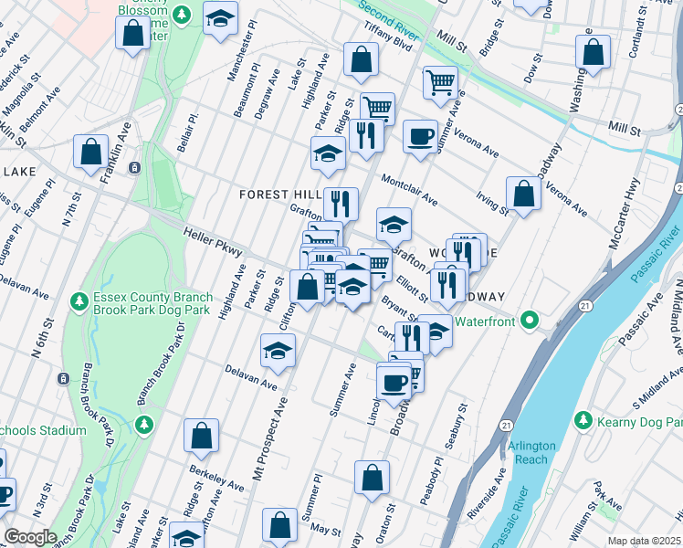 map of restaurants, bars, coffee shops, grocery stores, and more near in Newark