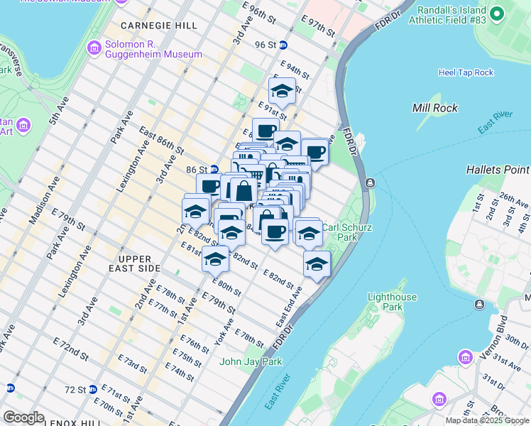 map of restaurants, bars, coffee shops, grocery stores, and more near in New York