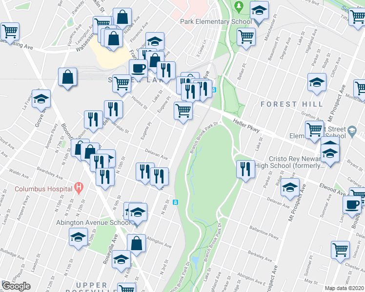 map of restaurants, bars, coffee shops, grocery stores, and more near 777 N 6th St in Newark
