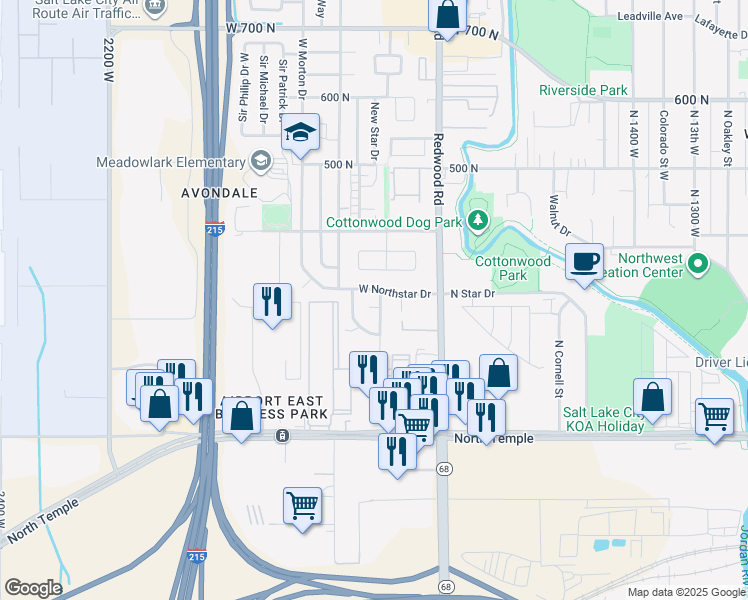 map of restaurants, bars, coffee shops, grocery stores, and more near 1788 West Altair Circle in Salt Lake City