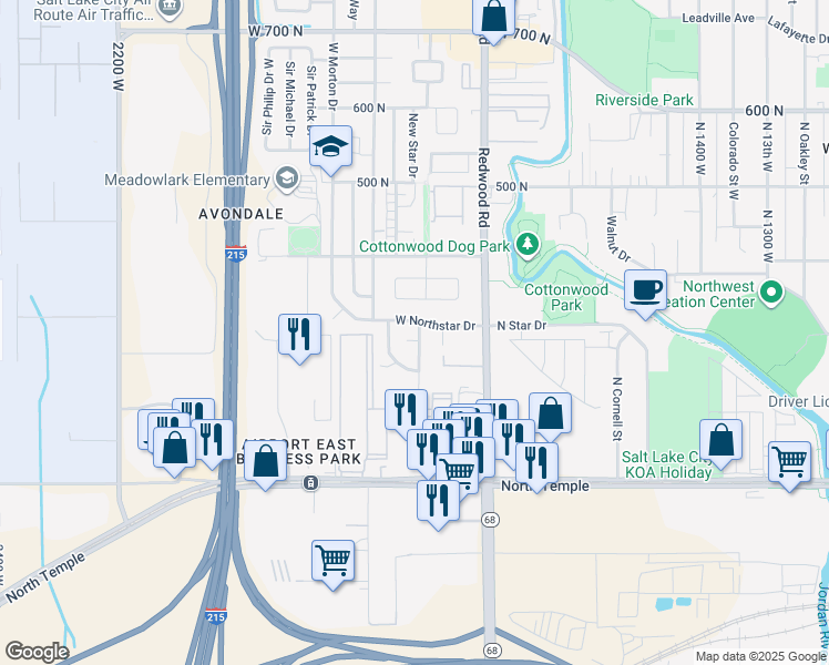 map of restaurants, bars, coffee shops, grocery stores, and more near 1788 West Altair Circle in Salt Lake City