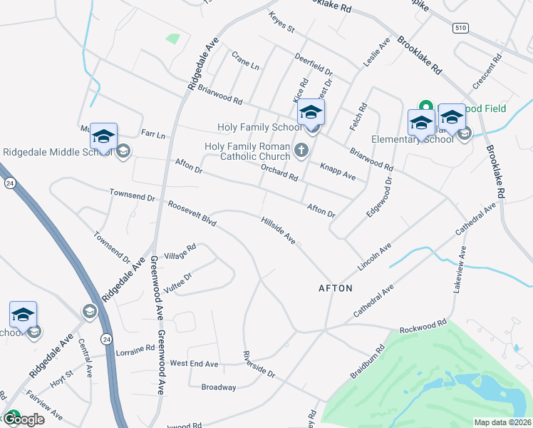 map of restaurants, bars, coffee shops, grocery stores, and more near 43 Hillside Avenue in Florham Park