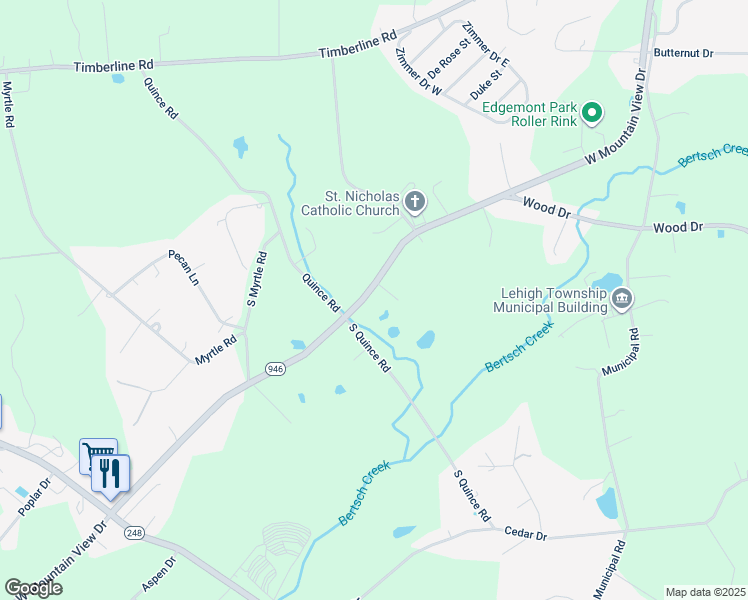 map of restaurants, bars, coffee shops, grocery stores, and more near 4453 West Mountain View Drive in Walnutport