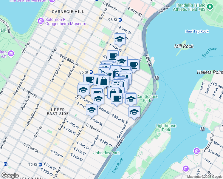 map of restaurants, bars, coffee shops, grocery stores, and more near in New York