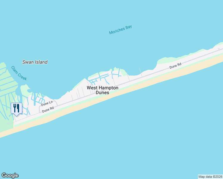 map of restaurants, bars, coffee shops, grocery stores, and more near 823 Dune Road in Westhampton Beach