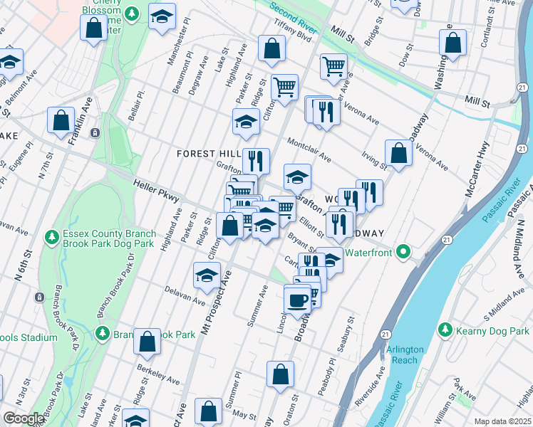 map of restaurants, bars, coffee shops, grocery stores, and more near in Newark
