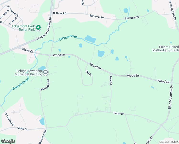 map of restaurants, bars, coffee shops, grocery stores, and more near 1088 Del Drive in Walnutport