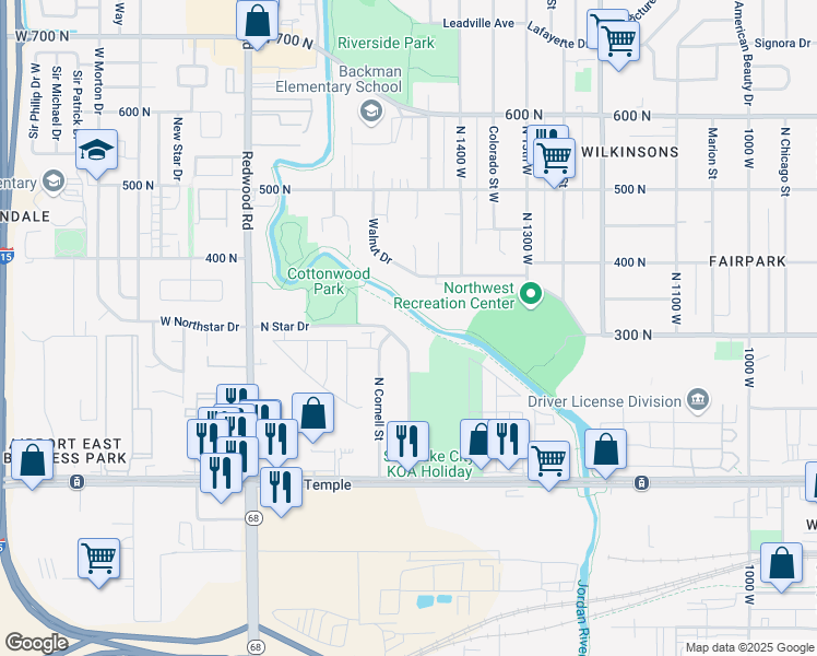 map of restaurants, bars, coffee shops, grocery stores, and more near 288 North 1460 West in Salt Lake City